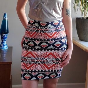BCBG MaxAzria Tribal Print Bandage Skirt